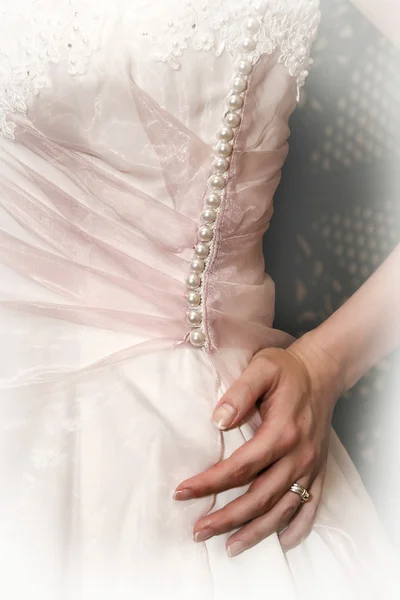 Detalle vestido de novia Imagen de archivo
