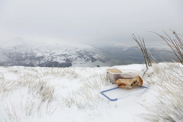 Oběd ve sněhu — Stock fotografie