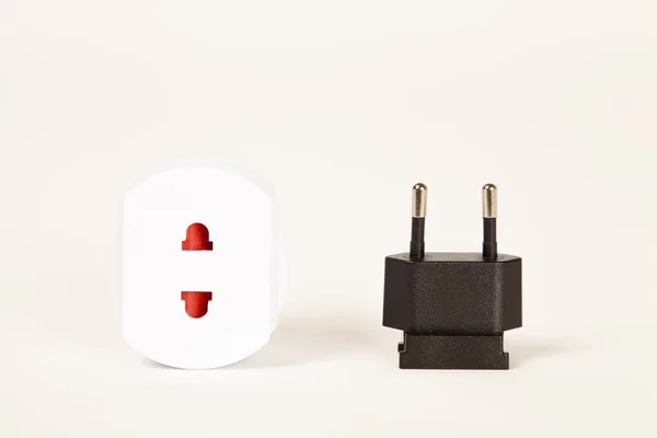 Two Pin Electrical Plug With Adapter On White Background — Stock Photo, Image