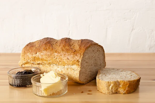 Brood, boter en jam — Stockfoto