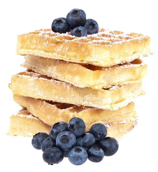 Fresh waffles with blueberries (clipping paths) — Stock Photo, Image