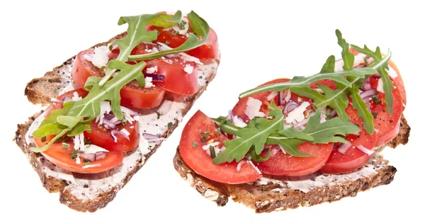 白で隔離される菜食主義者トマト パン — ストック写真