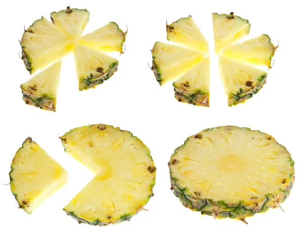 Geïsoleerde ananas segmenten — Stockfoto