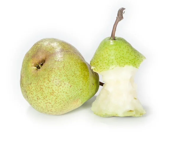 Two pears (one bitten off) — Stock Photo, Image