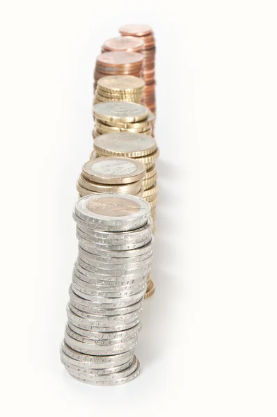 Peníze komíny od jednoho centu na 2 euro — Stock fotografie