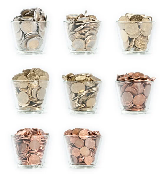 Glasses with Euro-Coins — Stock Photo, Image
