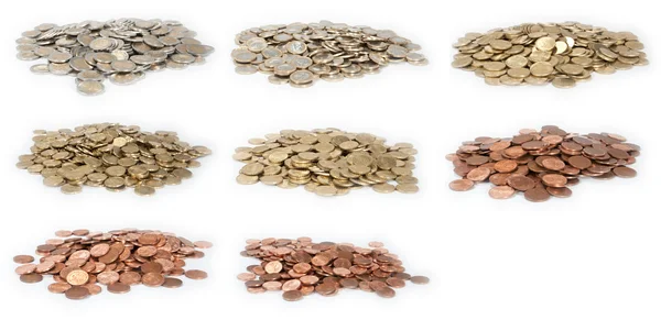 Денежные кучи (все евро-монеты ) — стоковое фото