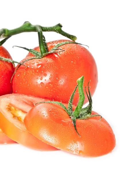 Wasser benetzte Tomaten — Stockfoto