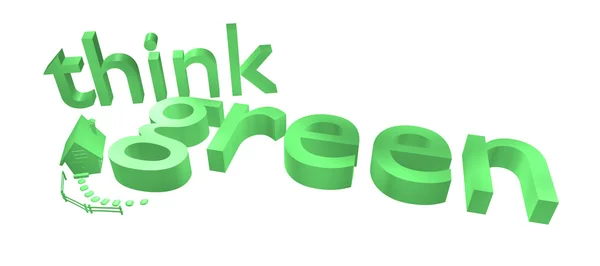 Pense sinal verde com casa — Fotografia de Stock