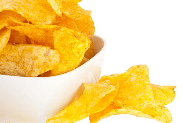 Potato Chips in a bowl (with clipping path) — Stock Photo, Image