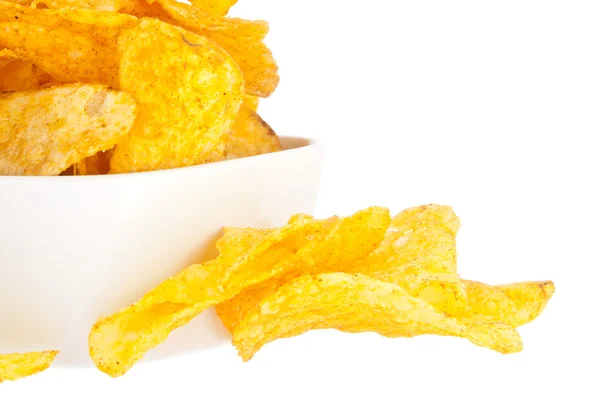 Potato Chips in a bowl (with clipping path) — Stock Photo, Image