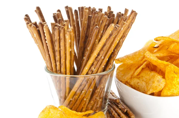 stock image Chips and Saltsticks (with clipping path)