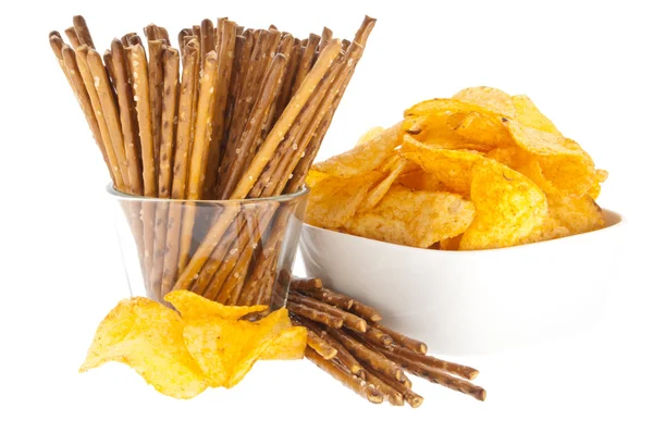 Stock image Chips and Saltsticks (with clipping path)