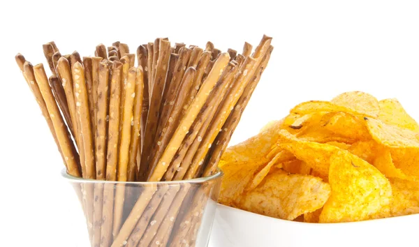 stock image Chips and Saltsticks (with clipping path)