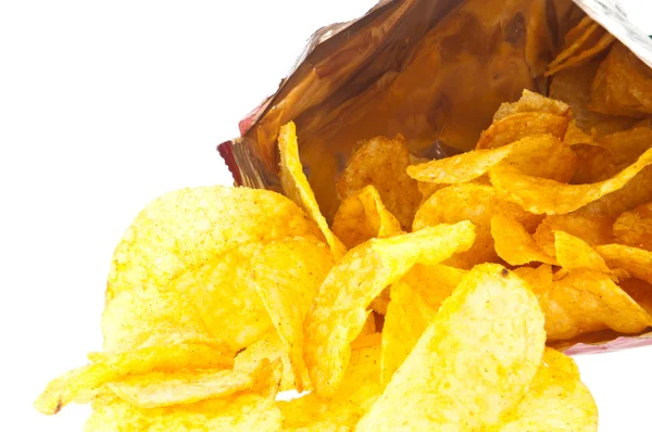Chips, egy zacskó (a vágógörbét a) — Stock Fotó