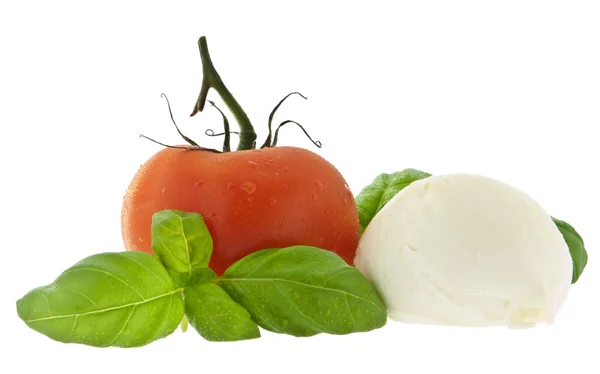 Mozzarella cheese, tomato and fresh basil (with clipping path) — Stock Photo, Image
