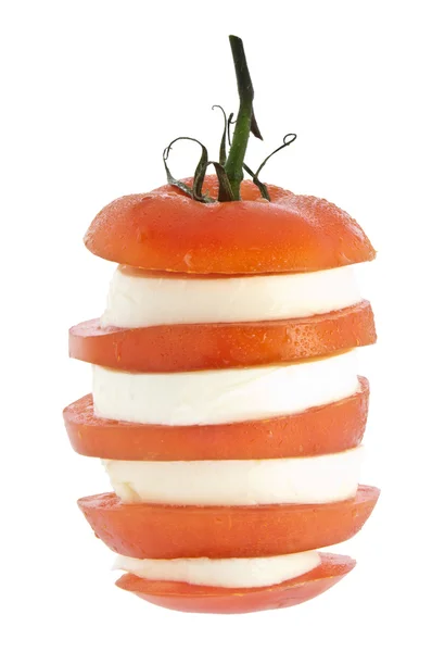 Gestapelte Tomaten mit Mozzarella-Käse (mit Schneideweg) — Stockfoto