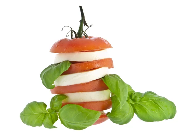 Stablet tomatmozzarella og fersk basilikum (med utklippsbane) ) – stockfoto