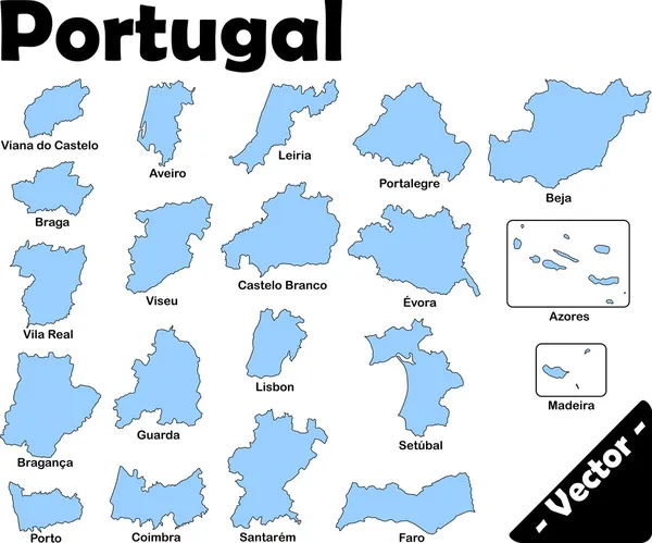 Πορτογαλία επαρχίες — Διανυσματικό Αρχείο