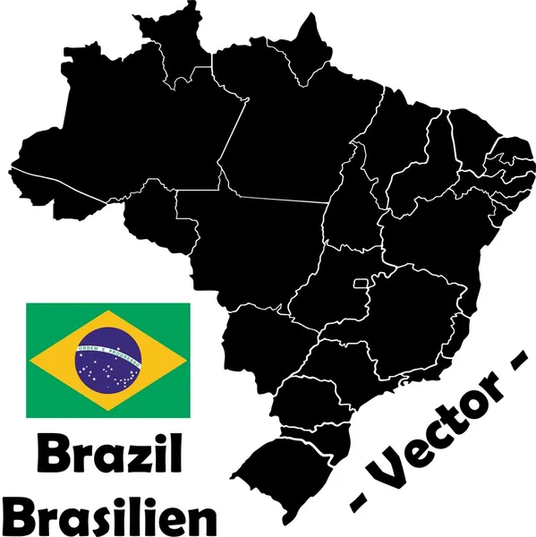 Mapa wektor Brazylia — Wektor stockowy