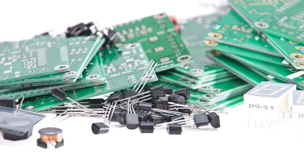 PCBs with different electronic parts — Stock Photo, Image