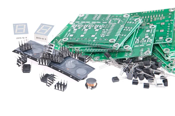 PCB's met verschillende elektronische onderdelen — Stockfoto