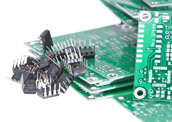 PCB dengan bagian elektronik yang berbeda — Stok Foto