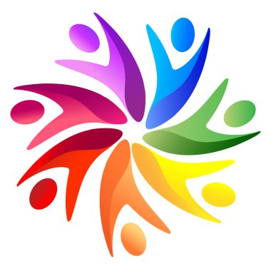 Teamwork rainbow logo vector stock