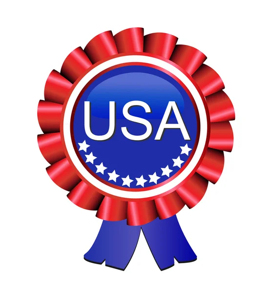 Medaglia premio nastro bandiera USA — Vettoriale Stock