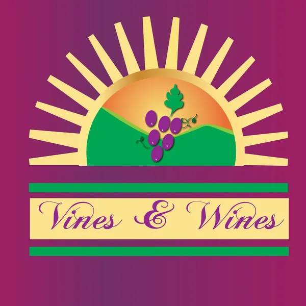 Üzüm ve şarap sun logosu — Stok Vektör