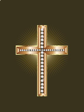 Cross with diamonds clipart