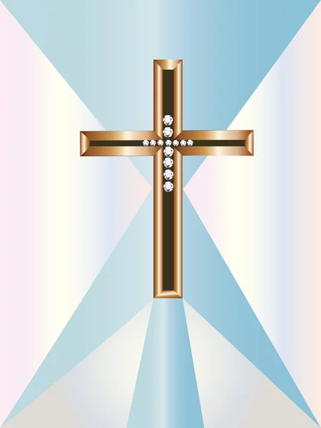 ダイヤモンドと金の十字架 — ストックベクタ