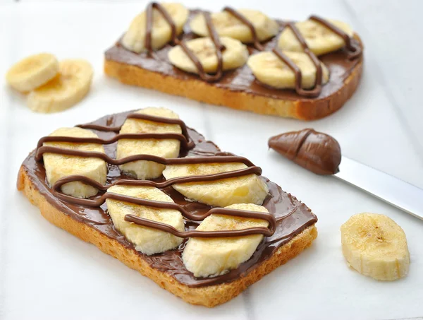 stock image Toast with chocolate and banana