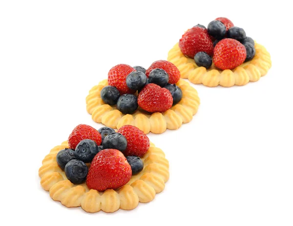 stock image Tartlets with strawberry and blueberry