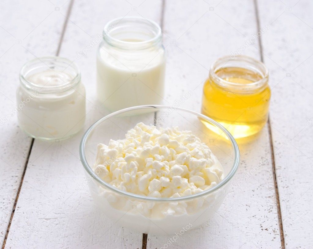 Cottage cheese, milk, honey and sour cream