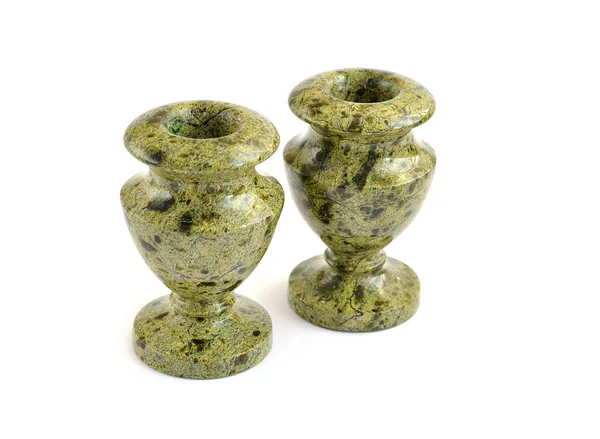 Candle holders made ​​of green stone — Stock Photo, Image