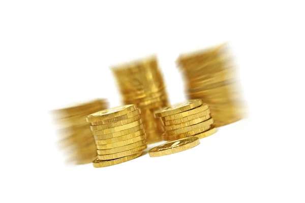 Pilas de monedas de oro (efecto zoom ) —  Fotos de Stock