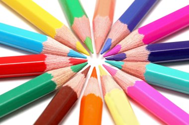 Circle of colored pencils clipart