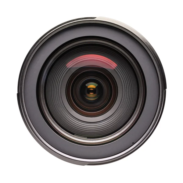 Front view on photo lens (isolated) — Stock Photo, Image