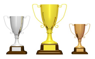 Three trophies on white background clipart