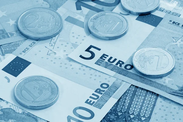 Europese munt (blauw afgezwakt) — Stockfoto