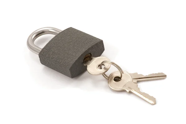 Blokada i klucze (na białym tle z cieniami) — Zdjęcie stockowe