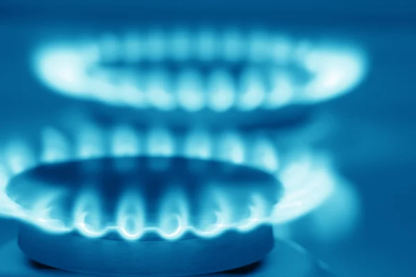Fogão a gás natural (azul tonificado ) — Fotografia de Stock