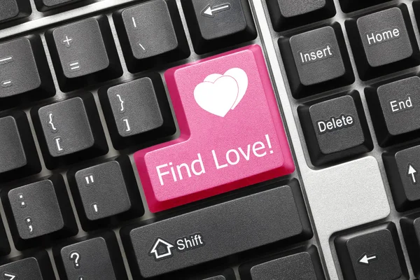 Konceptuella tangentbord - hitta kärleken (rosa nyckel) — Stockfoto