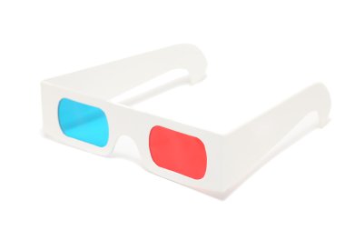 beyaz zemin üzerinde 3D gözlük