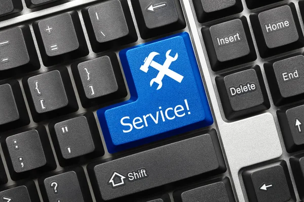 Konceptuella tangentbord - Service (blå knapp) — Stockfoto