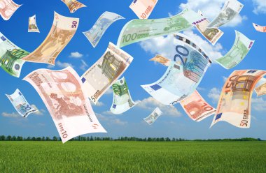 Falling euros (field background) clipart