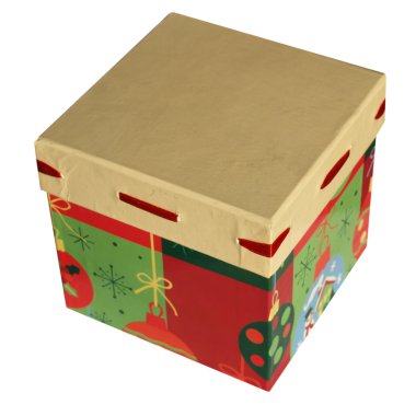 Noel hediye kutusu üzerinde beyaz izole
