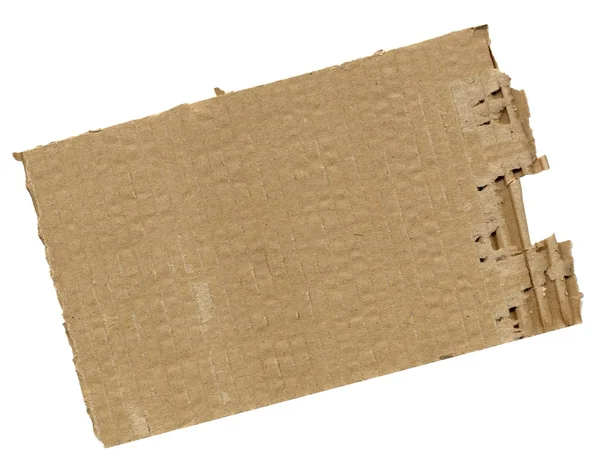 Pedaço de papelão isolado sobre branco — Fotografia de Stock