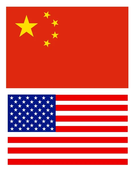 Flags, USA and China — Stock Photo, Image